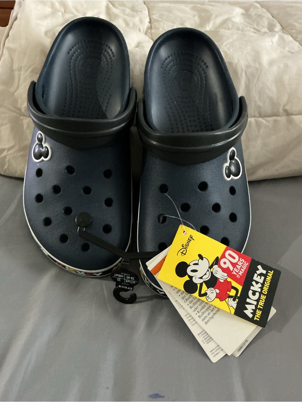 CROCS ADULT Navy Blue Mickey Clogs with Black Strap Disney